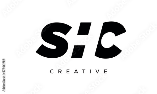 SHC letters negative space logo design. creative typography monogram vector