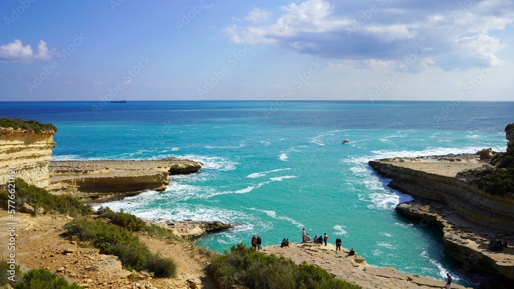 view of the sea and the beach, St. Peter's Pool, Malta