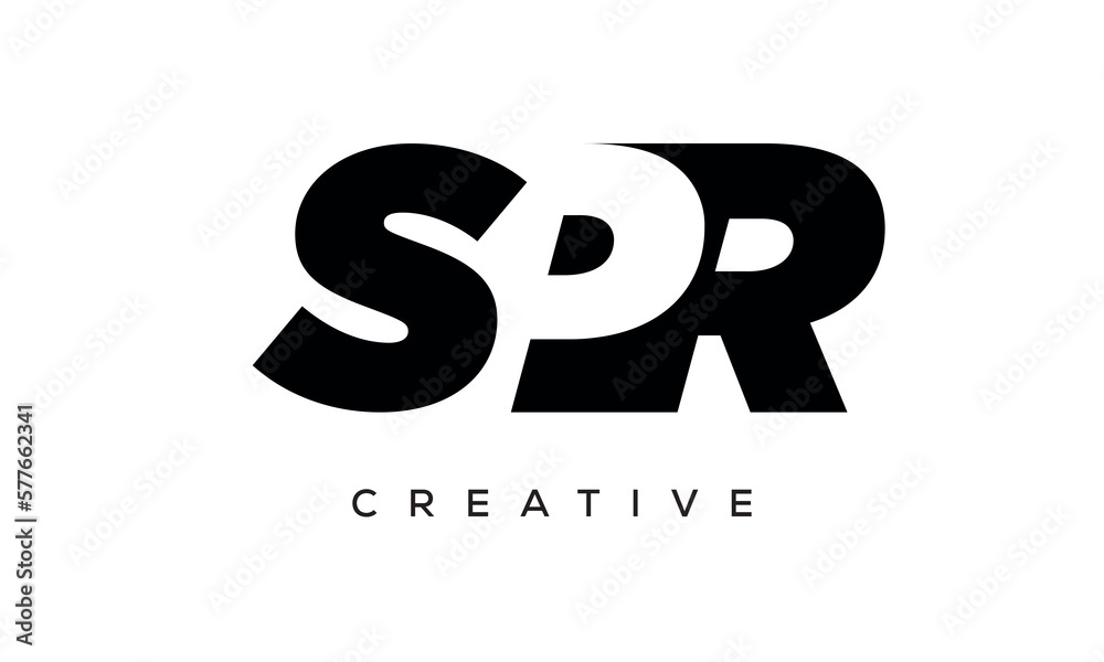SPR letters negative space logo design. creative typography monogram vector