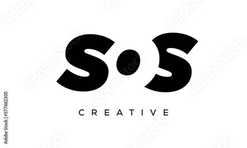 SOS letters negative space logo design. creative typography monogram vector