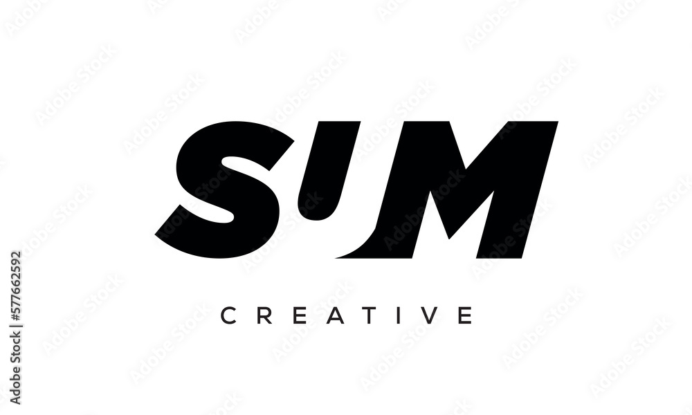 SUM letters negative space logo design. creative typography monogram vector
