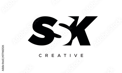 SSK letters negative space logo design. creative typography monogram vector photo