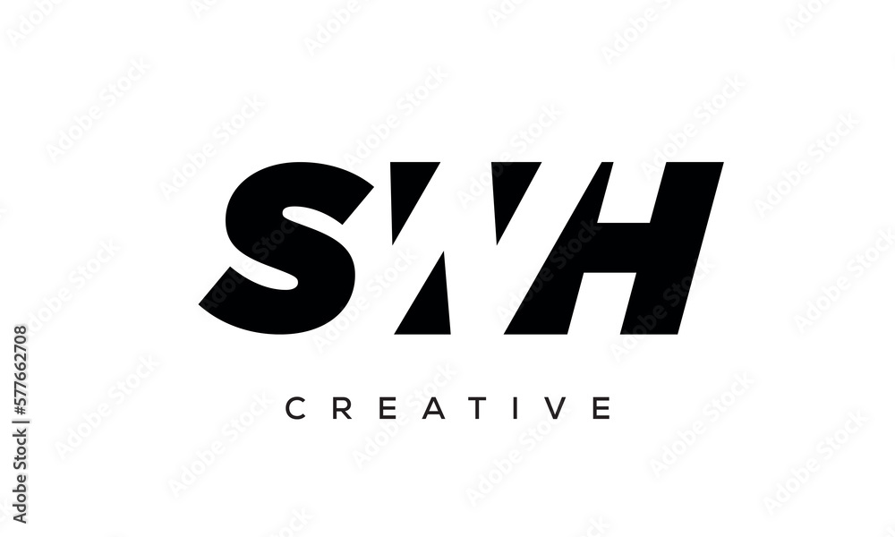 SWH letters negative space logo design. creative typography monogram vector