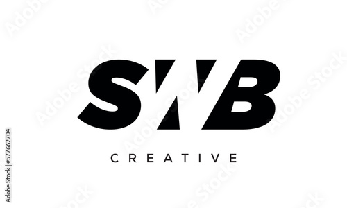 SWB letters negative space logo design. creative typography monogram vector