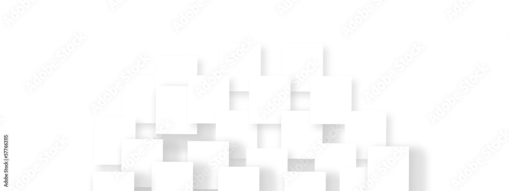 Fototapeta premium Abstract background with white and gray color technology modern background design . Geometric background with squares in bright light with soft shadows as pattern. Template for branding business .