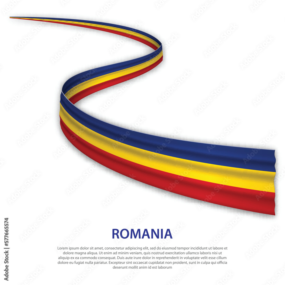 Waving ribbon or banner with flag of Romania Waving ribbon or banner with flag of Romania