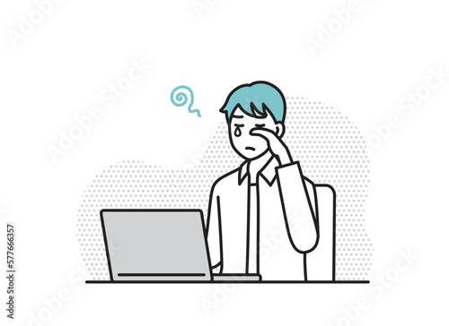 パソコンで仕事をする男性のイラストセット