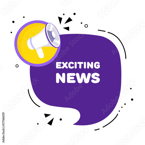 exciting news. Vector, loudspeaker, media, multimedia, design, Flat, publication, correspondent, exciting, information, design, broadcast, work, business, communication. News concept. Illustration