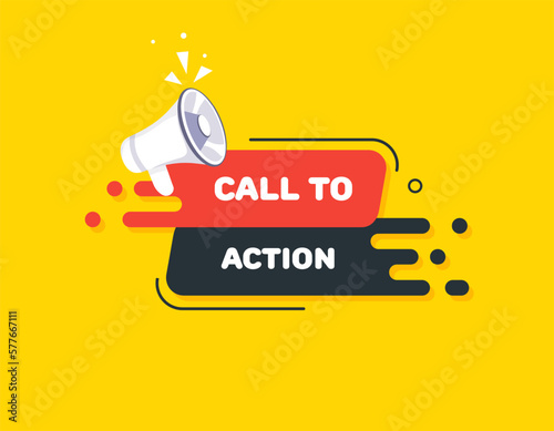 Bright illustration Call to action. Color, vector, loudspeaker, announcement, promotion, deadline, design, style, goal, motivation, confidence, success, work on yourself. Media concept. Illustration.