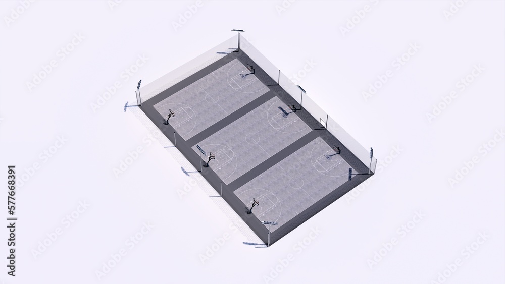 3d rendering Illustration Professional basketball court with white background background 3d rendering Illustration Professional basketball court with white background background
