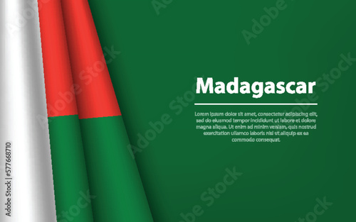 Wave flag of Madagascar with copyspace background.