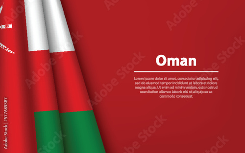 Wave flag of Oman with copyspace background.