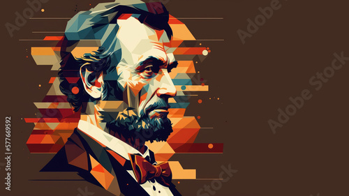 Photographie A portrait of Abraham Lincoln background flat design illustration
