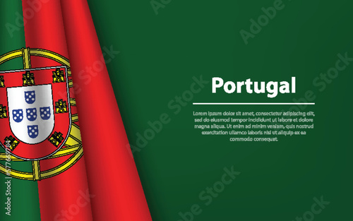Wave flag of Portugal with copyspace background.