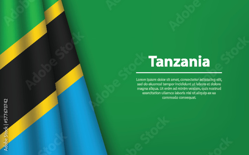 Wave flag of Tanzania with copyspace background.