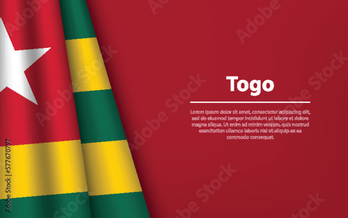 Wave flag of Togo with copyspace background.