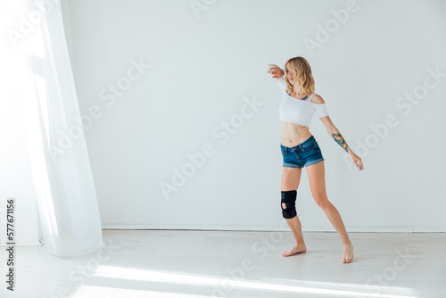 woman dancing in dance studio hall plastic movement