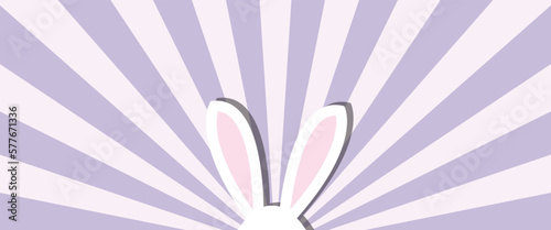 Easter banner - bunny ears, rays lines background
