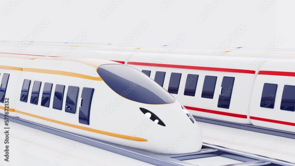 Cartoon high-speed train video, 3d rendering.