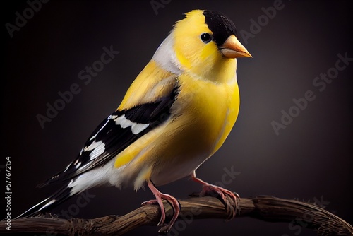 Close up of  a yellow bird canary. Generative AI, Generative, AI © nonblok