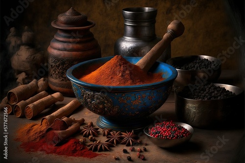 Close-up photo of different colorful Eastern spices © oleksandr.info