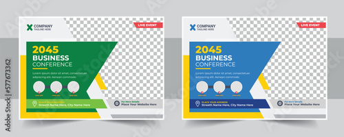 Business webinar invitation design, Webinar and business conference social media banner template, Online live webinar banner invitation banner, Business conference flyer, Modern banner design template