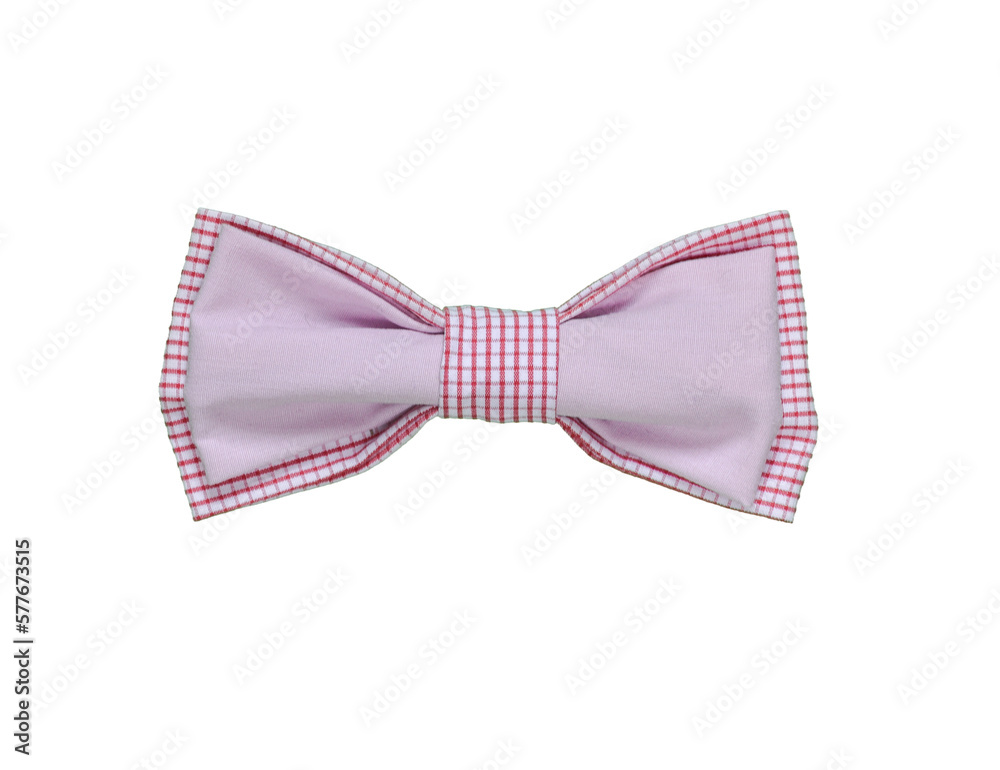 Handmade Colorful Bow Tie Isolated On White Background. Red Lines, Bright Magenta Color Handmade Colorful Bow Tie Isolated On White Background. Red Lines, Bright Magenta Color