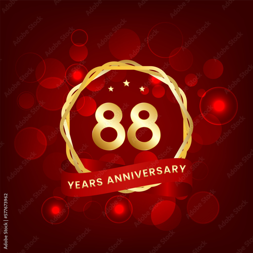 88 years anniversary. Anniversary template design with gold number and ...