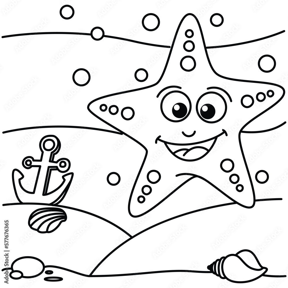Funny fish cartoon characters vector illustration. For kids coloring ...