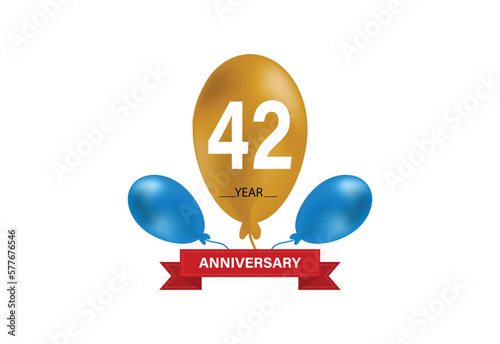 42th Anniversary celebration background. balloons Anniversary. photo