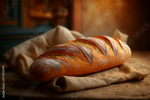 Indulge in the Crispy and Delicious French Baguette in a Rustic Setting