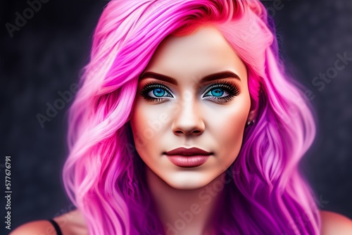 woman with pink hair and cute eyes