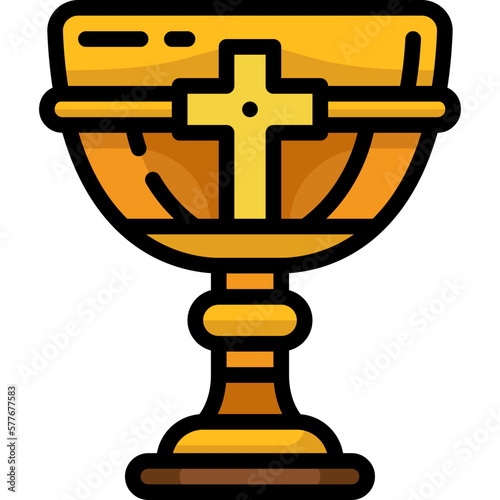 holy chalice filled outline icon