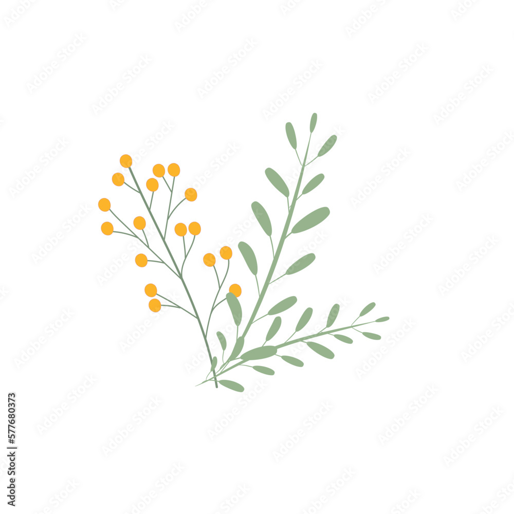 Yelow flower abstract art background vector. Botanical wall art design collection for prints,wall decoration.