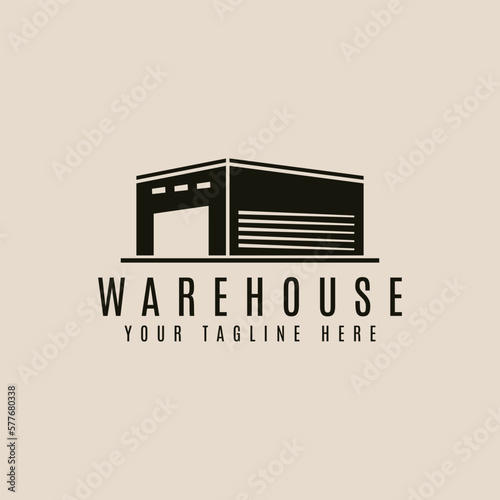 warehouse with vintage style logo vector icon design. building business symbol template illustration