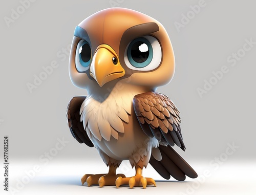 Cute Hawk Cartoon Character