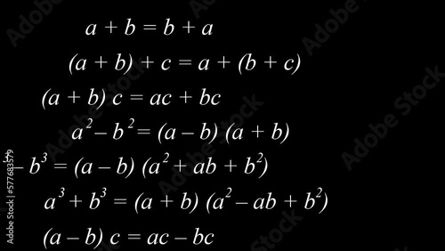 Black background with mathematical expressions photo