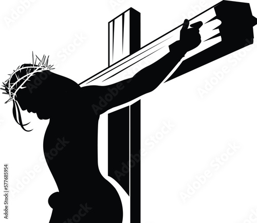 A holy cross, The Christian cross, and the  "Holy Week" with illustrations about Jesus Christ.