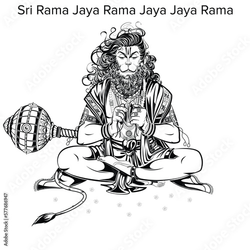 Schilderij op canvas Indian Lord Hanuman, Jay Shri Ram, Happy Hanuman Jayanti, celebrates the birth o