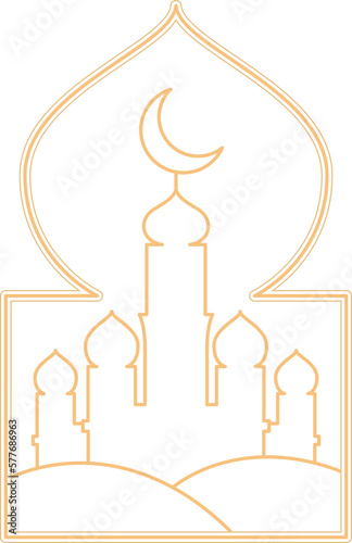 simole outline mosque ramadan decoration