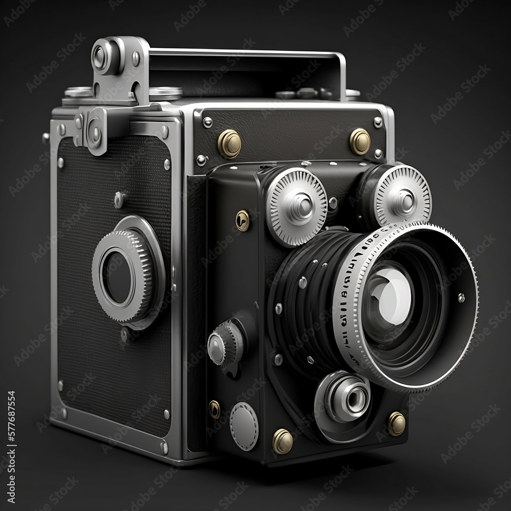 old camera on a black background old camera on a black background