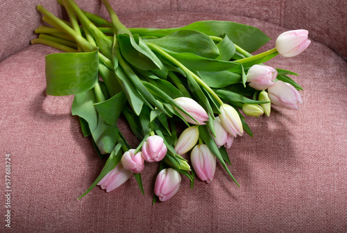 Bouquet of a beautiful pink tulips