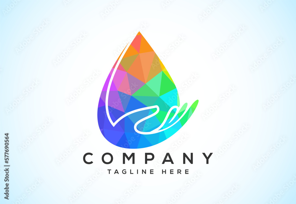 Abstract polygonal water drop logo sign symbol. Low poly water drop Logo. Geometric triangle shapes Abstract polygonal water drop logo sign symbol. Low poly water drop Logo. Geometric triangle shapes