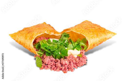 Pastel de Calabresa com Rúcula e Catupiry, PNG, Transparente