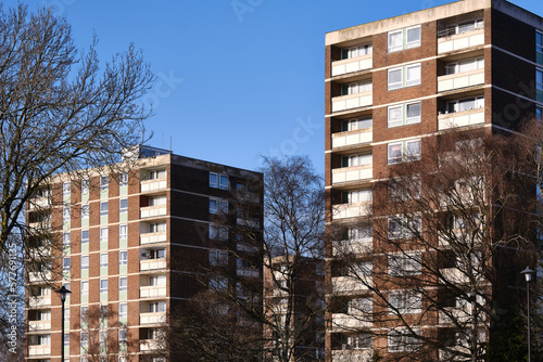 Tall modern blocks of flats in the UK
