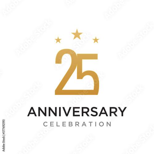 25th Anniversary Celebration Logotype Design.Can be for greeting card, celebration, invitation.