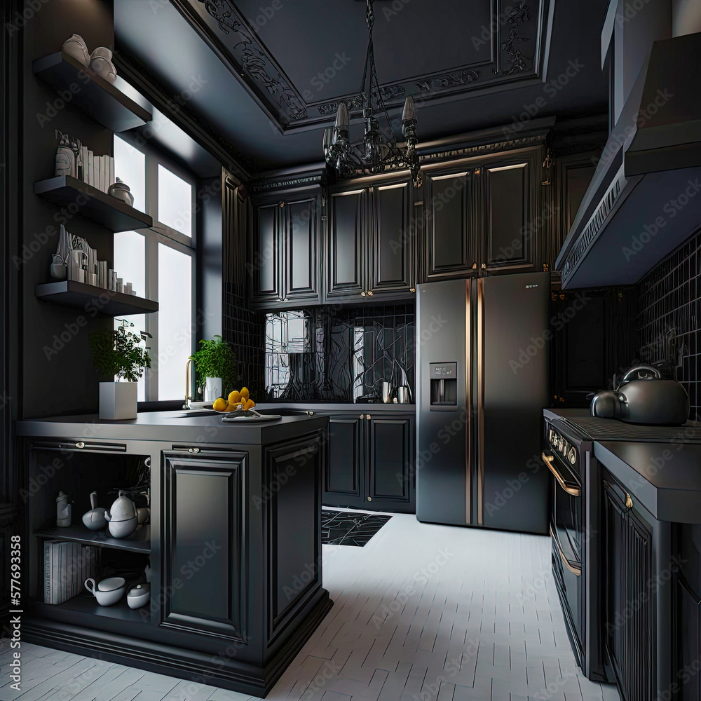 Modern kitchen interior design idea. Concept for designers and architects. Generative AI Modern kitchen interior design idea. Concept for designers and architects. Generative AI