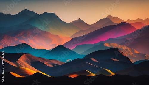 Colorful landscape with mountains