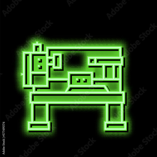 lathe machine neon glow icon illustration