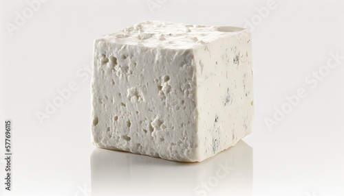  a block of cheese sitting on top of a white surface.  generative ai